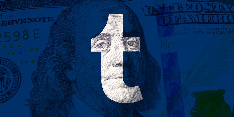 Benjamin Franklin $100 over Tumblr logo