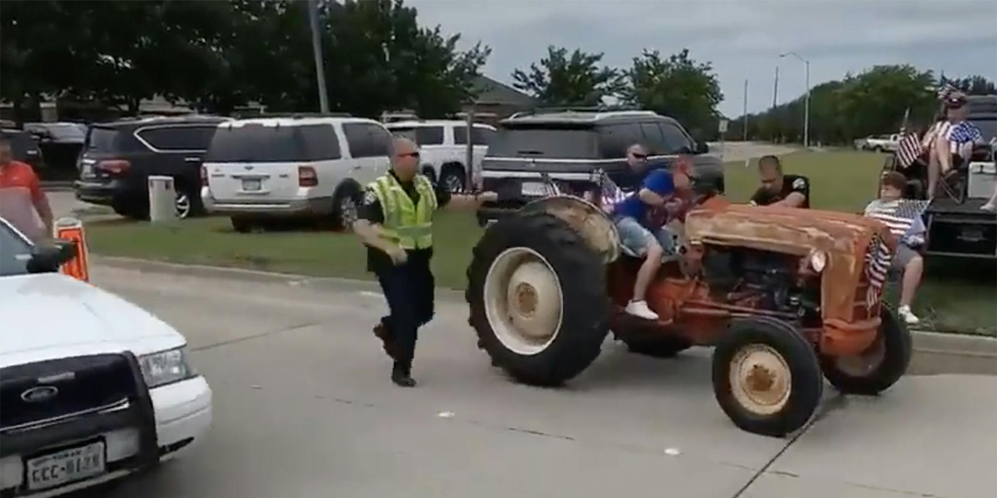 Woman on tractor attempts to evade police