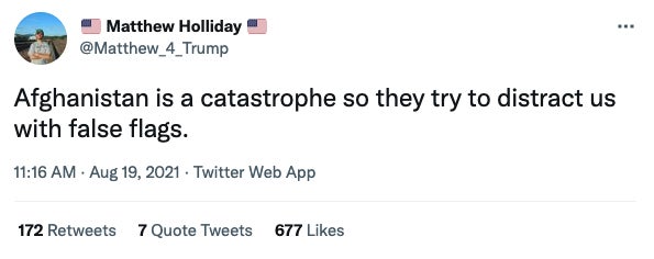 A tweet from someone claiming the person making bomb threats near the Capitol was a false flag.