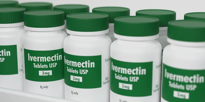 Ivermectin tablets in bottle on pharmacy shelf