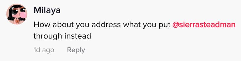 How about you address what you put @sierrasteadman through instead