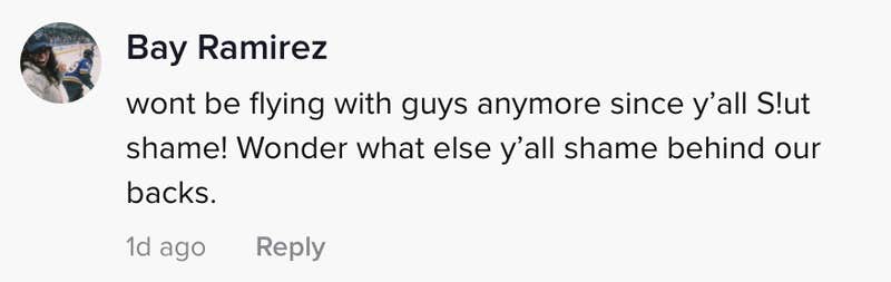Won't be flying with you guys anymore since y'all slut shame! Wonder what else y'all shame behind our backs