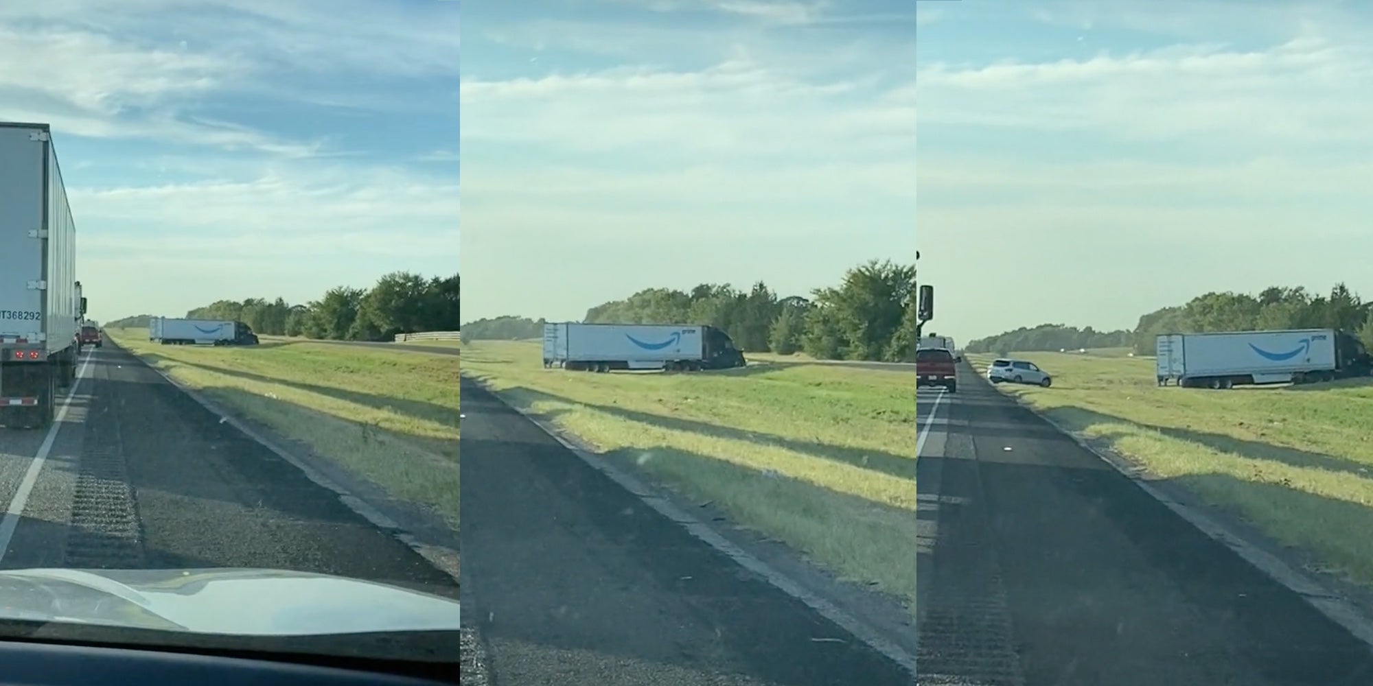 Tiktok Shows Amazon Truck Driving Off Highway To Get Out Of Traffic Jam Tiktok Shows Amazon Truck Driving Off Highway To Get Out Of Traffic Jam