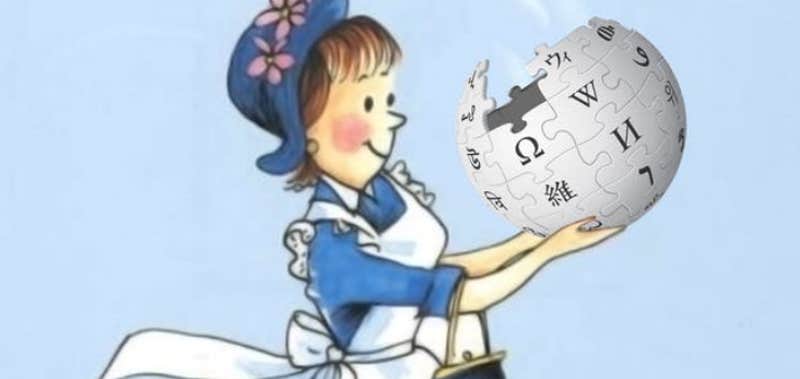 amelia bedelia holding a wikipedia logo