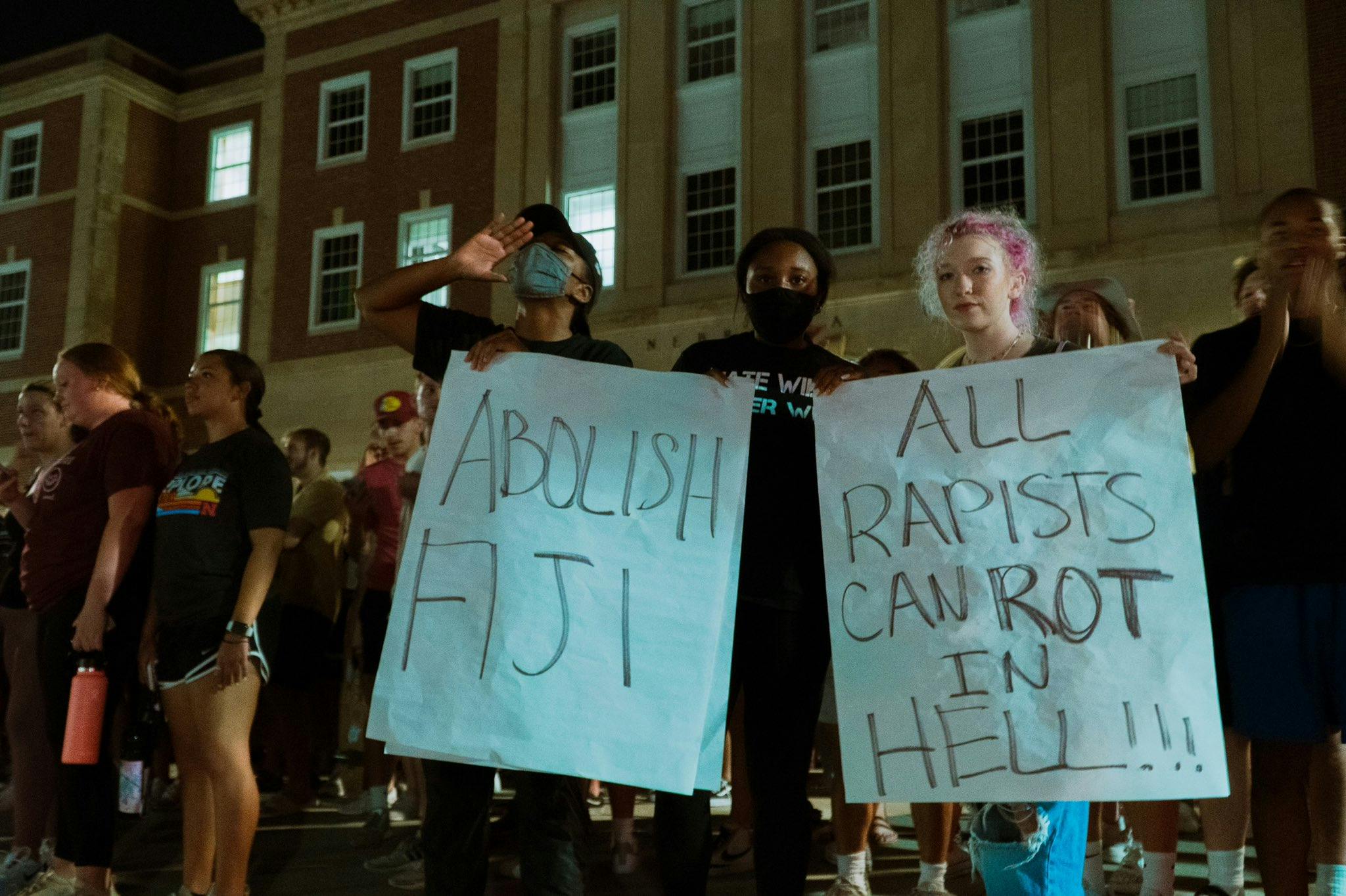 Protesters on UNL's campus.