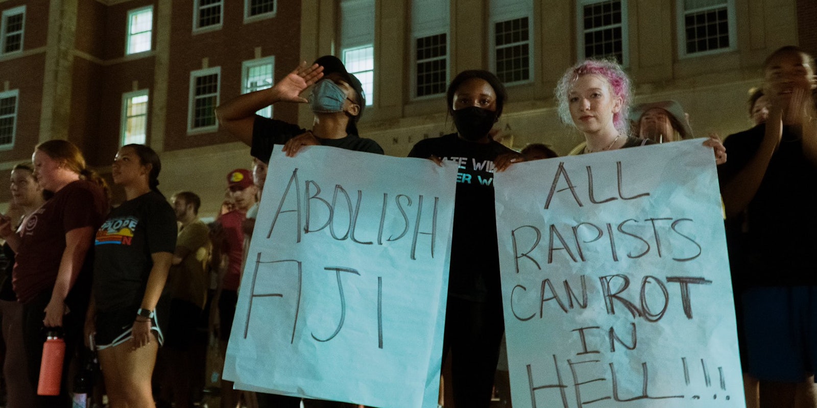 Protesters on UNL's campus.