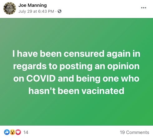 A Facebook post about the COVID vaccine