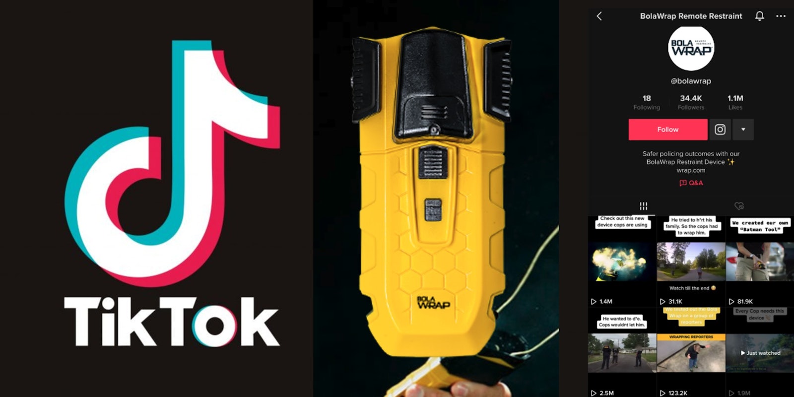 A Bola Wrap device and a TikTok page