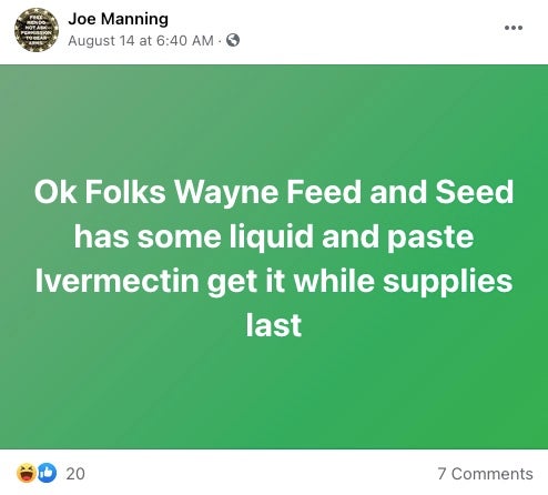 A Facebook post about Ivermectin