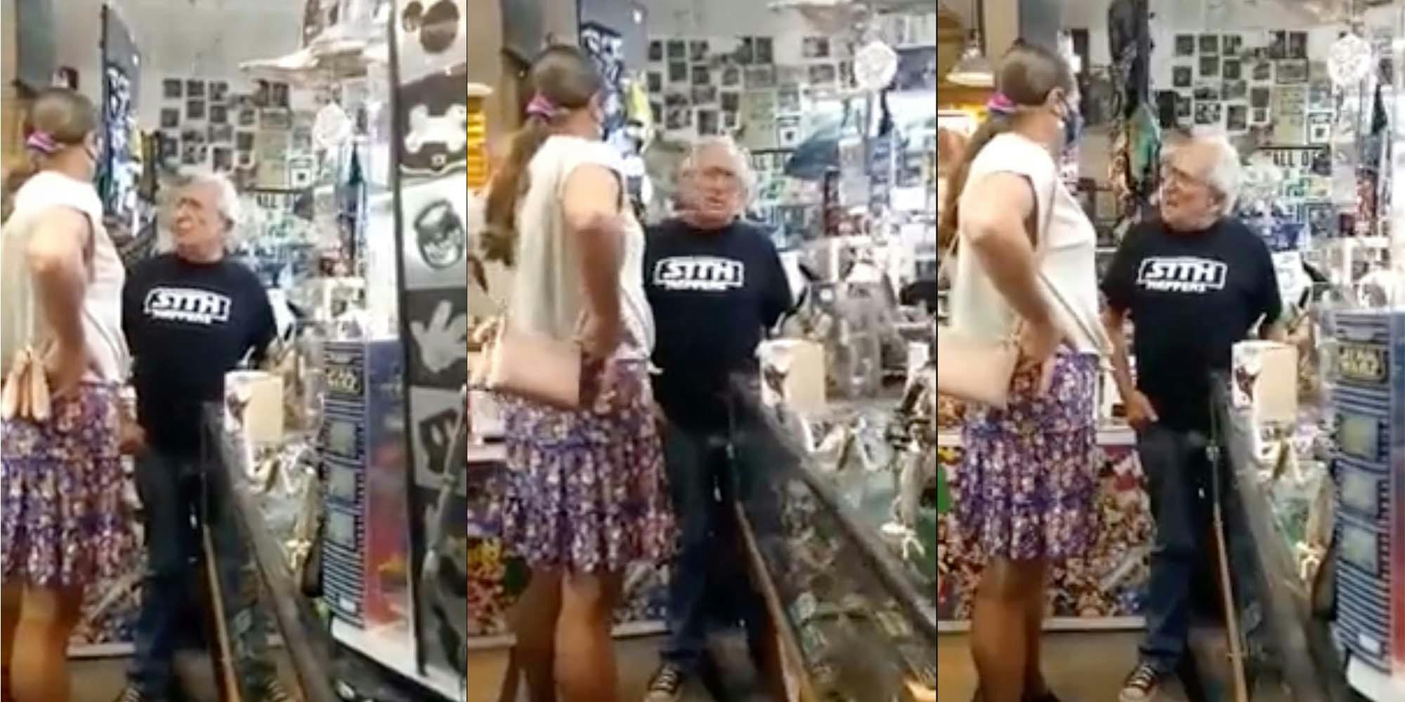 Washington Councilwoman Tiesa Meskis confronted a store owner about a transphobic sign he had in his store.