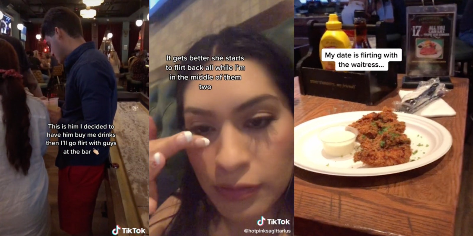 woman's date filmed flirting with their waitress