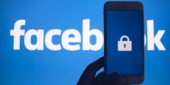 image of facebook logo and phone