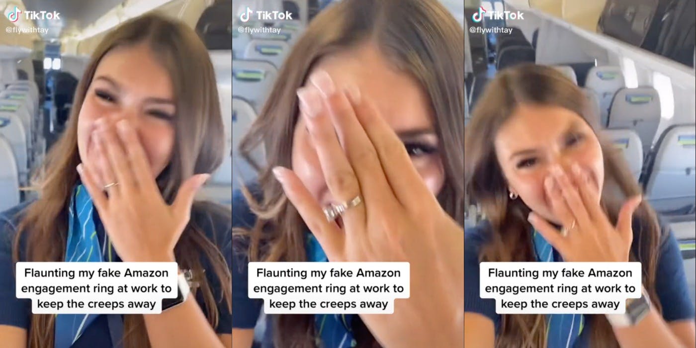 flight-attendant-fake-engagement-ring-tiktok