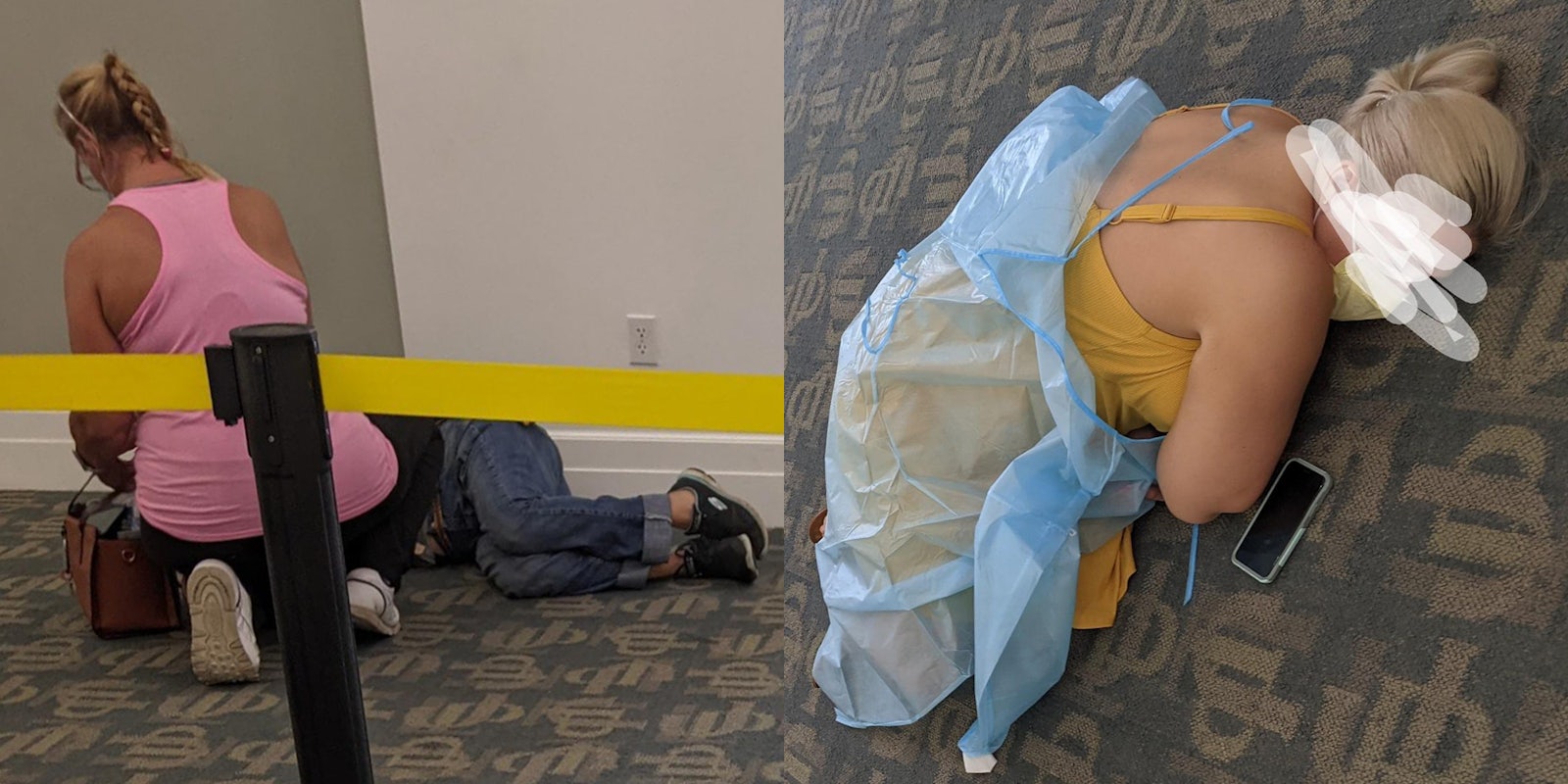 people lying on the floor in the hospital