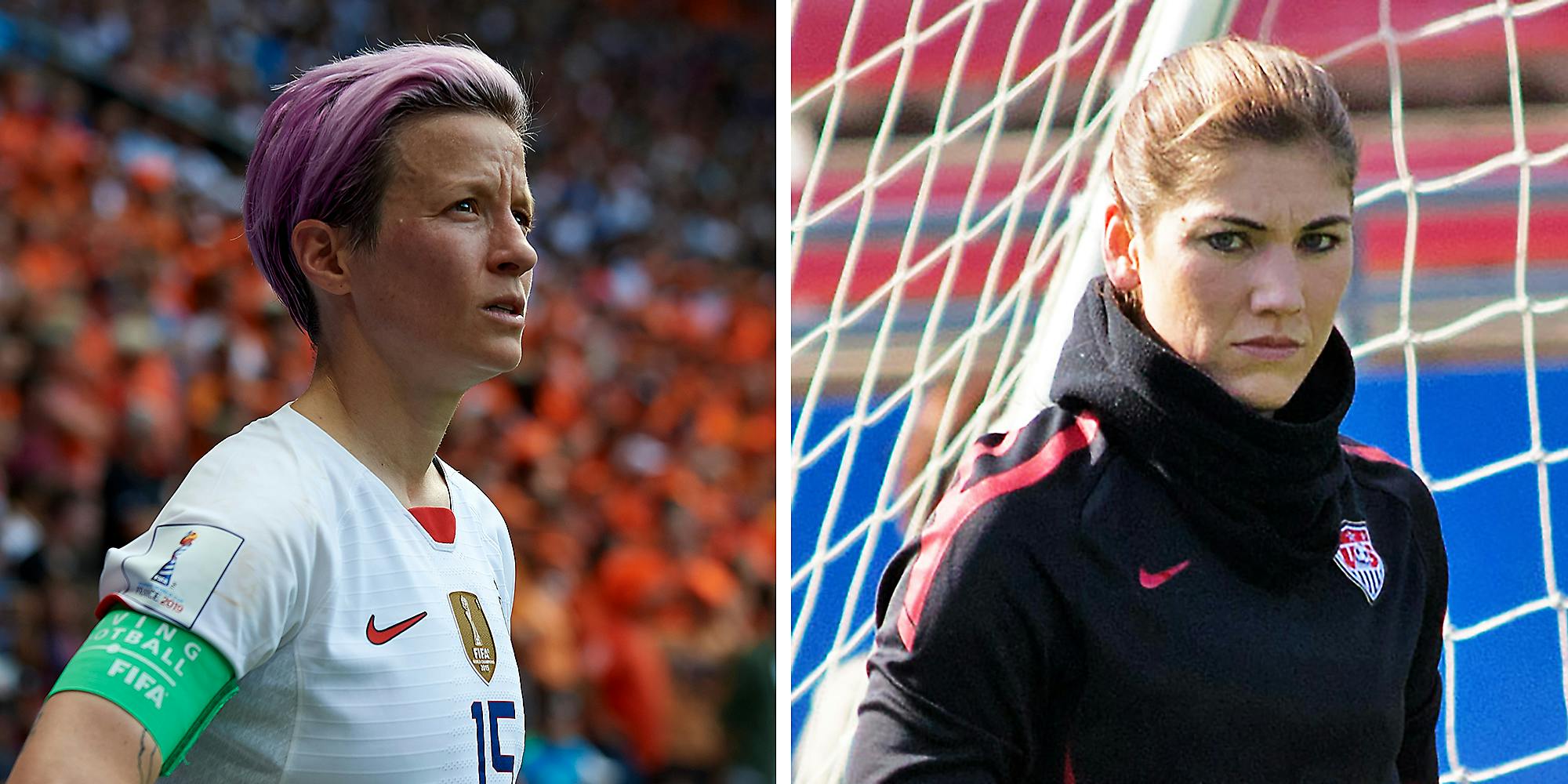 Megan Ripanoe (L) and Hope Solo (R).