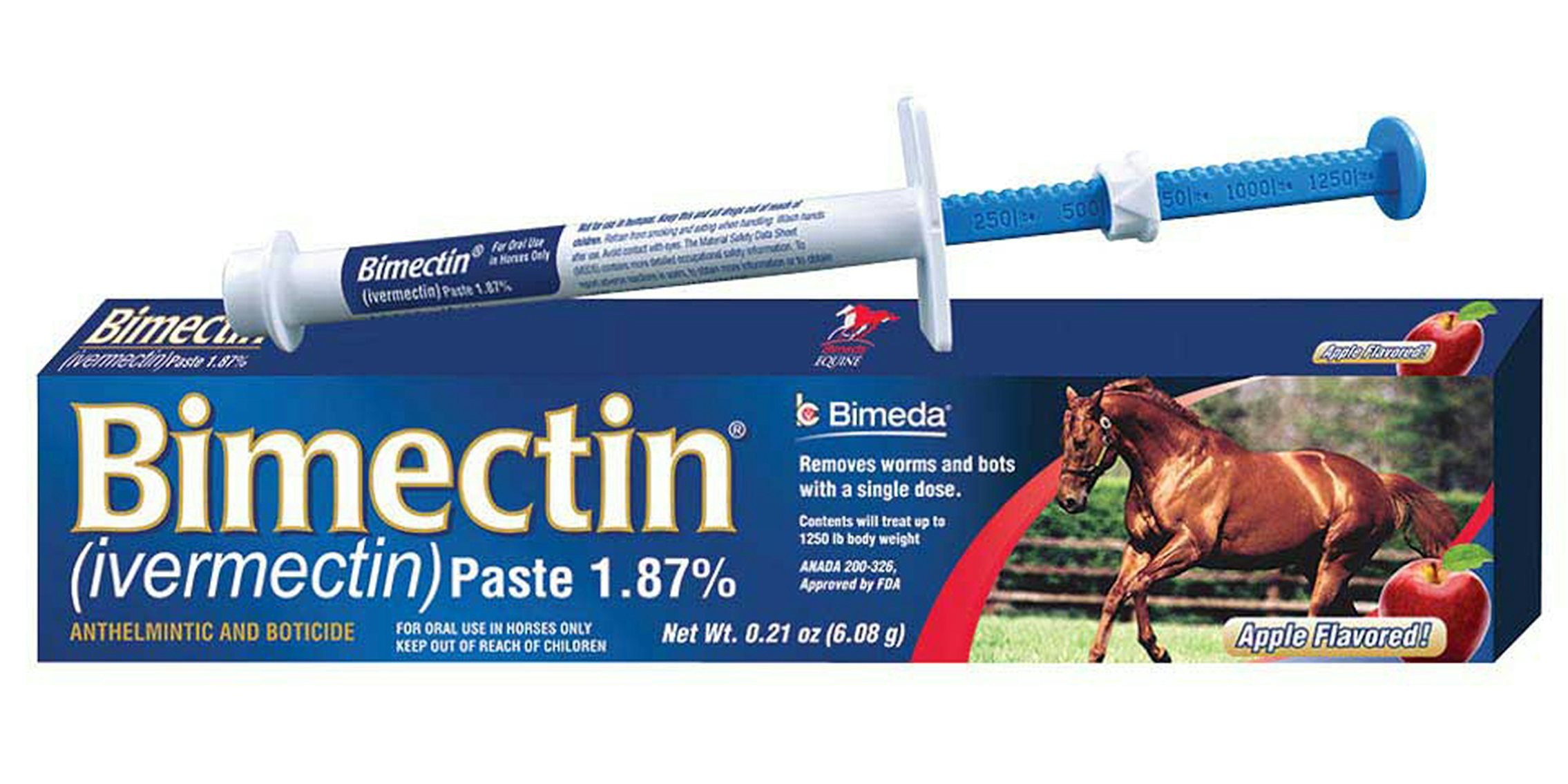 Bimectin (ivermectin) apple-flavored horse paste with syringe