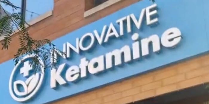 A TikTok calls out ketamine being used for medical purposes.