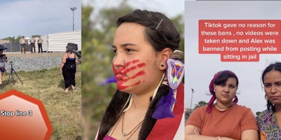 montage of native american woman at protests