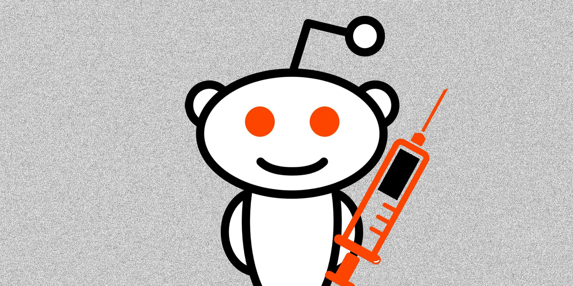 Reddit's Snoo with a syringe.