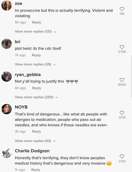 People commenting on TikTok
