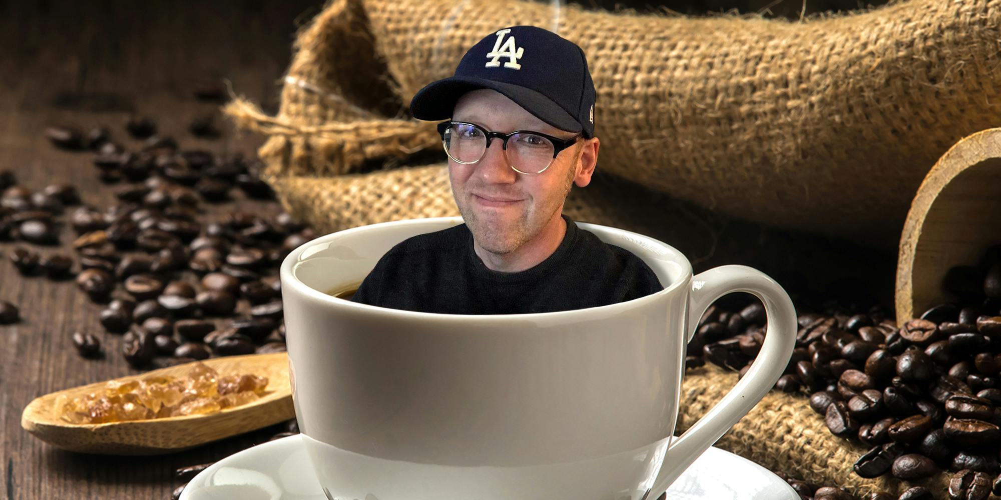 Craig Calcaterra inside of a cup of coffee