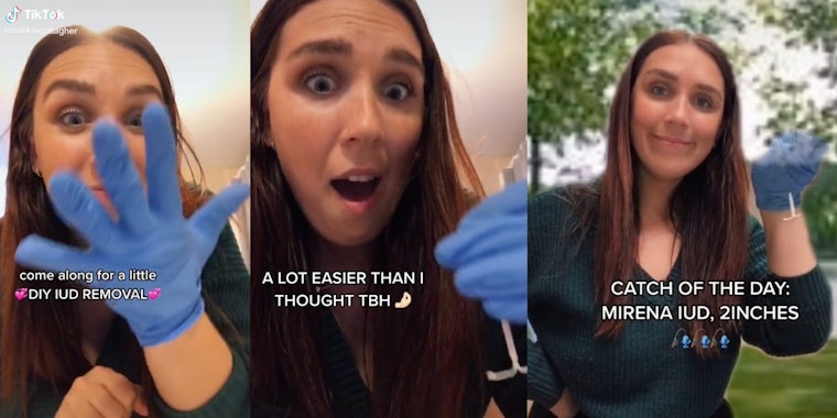 TikToker Mikkie Gallagher taking off her IUD on camera
