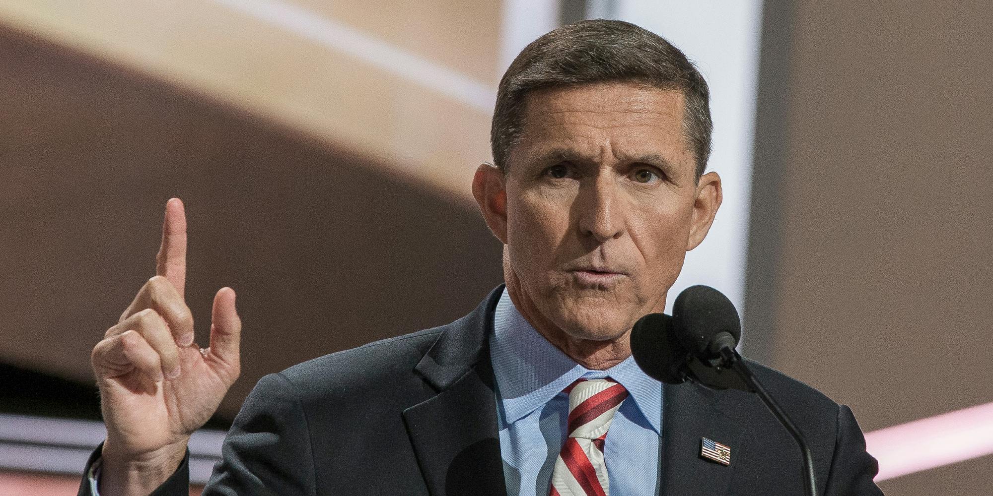 Michael Flynn pointing with his hand.