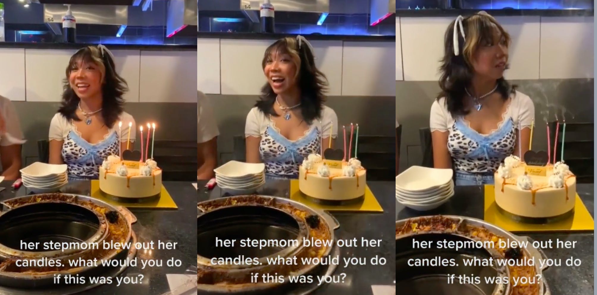 Stepmom blows out stepdaughter's candles