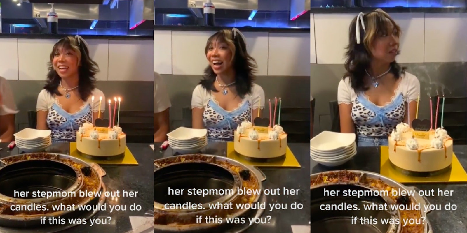 Stepmom blows out stepdaughter's candles
