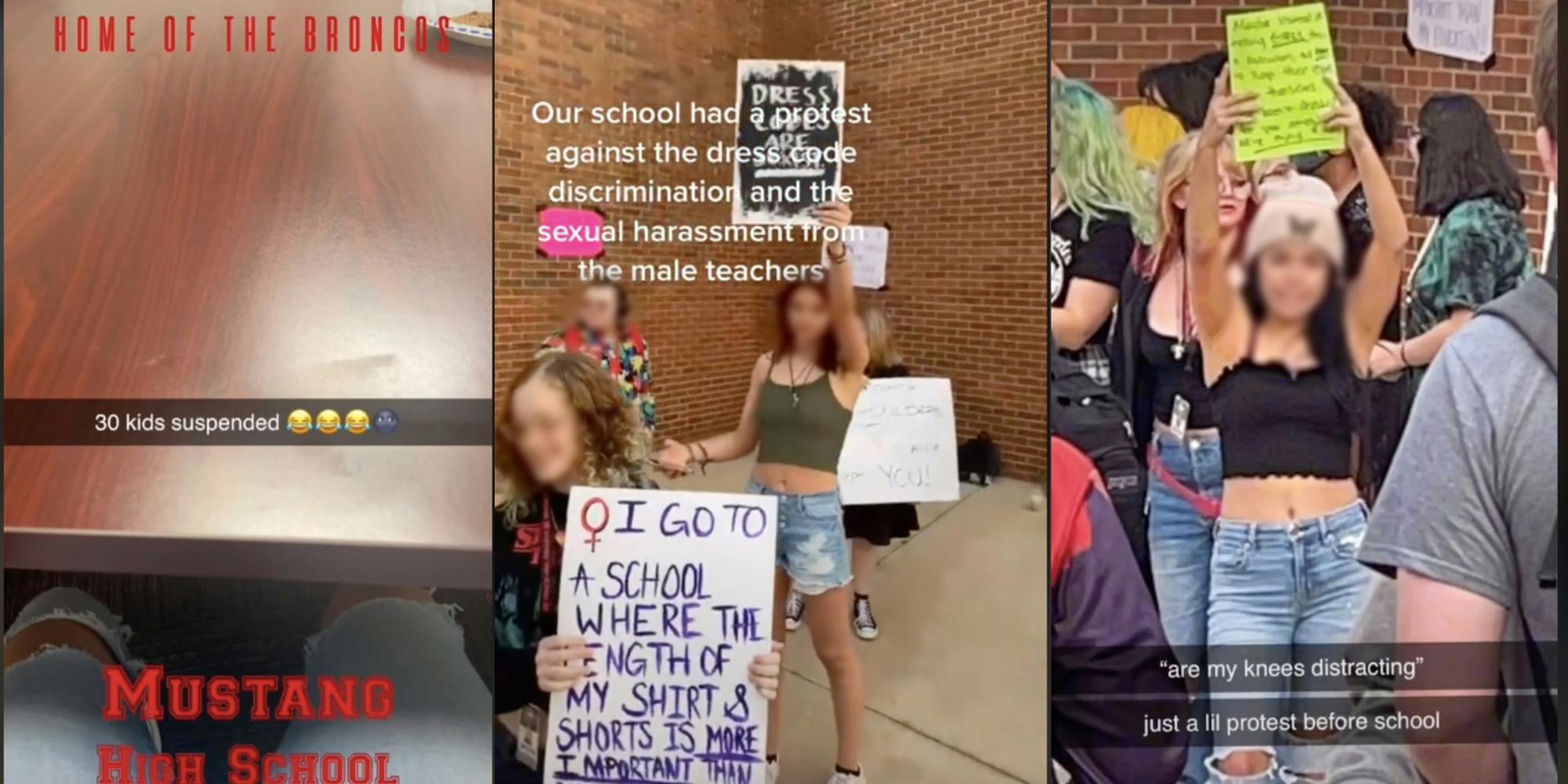 TikTok of students protesting dress code and sexuall harrassment from male teachers. 30 students are suspended because of protest