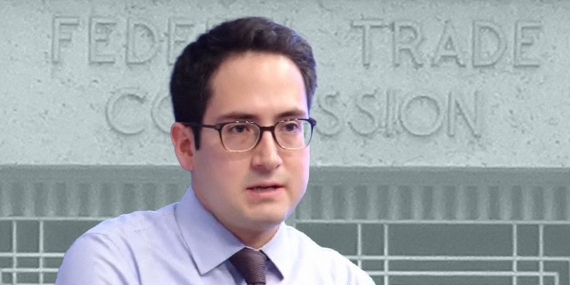 Alvaro Bedoya in front of Federal Trade Comission background