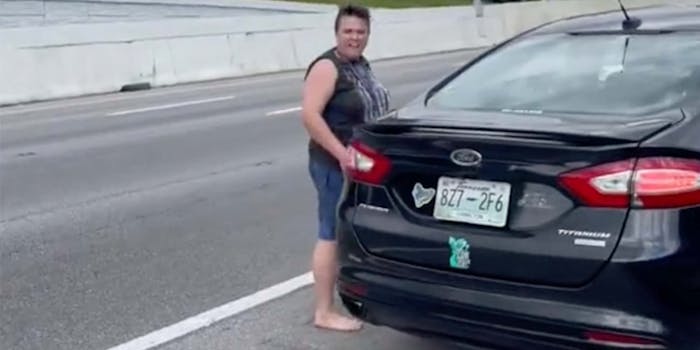 In a TikTok, a Lyft driver throws a suitcase at her passenger after she demands he get out of the car.