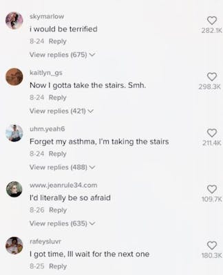 comments on tiktok elevator video