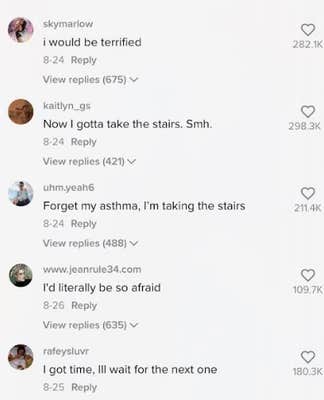 comments on tiktok elevator video