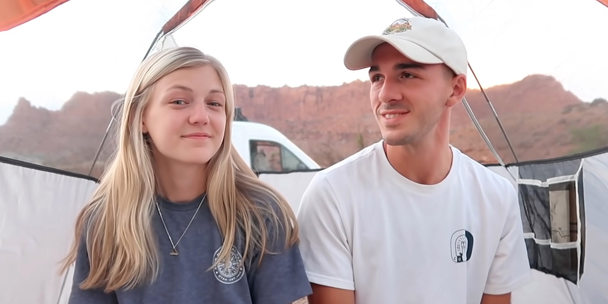 gabby petito and brian laundrie in tent outside van