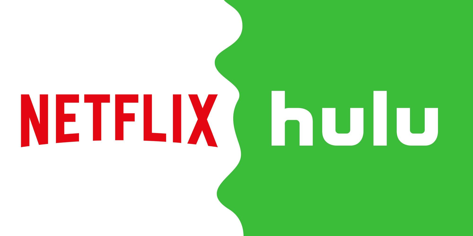 logos for netflix (left) and hulu (right)