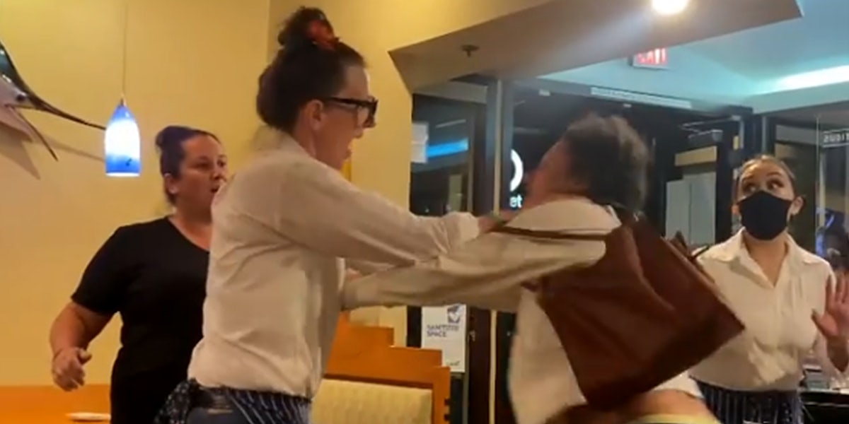 woman fights with staff at restaurant