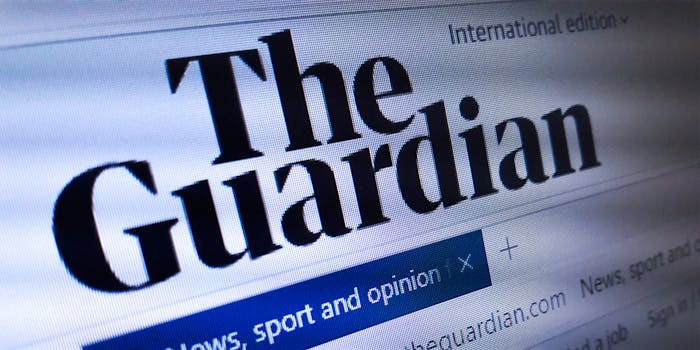 Homepage of The Guardian
