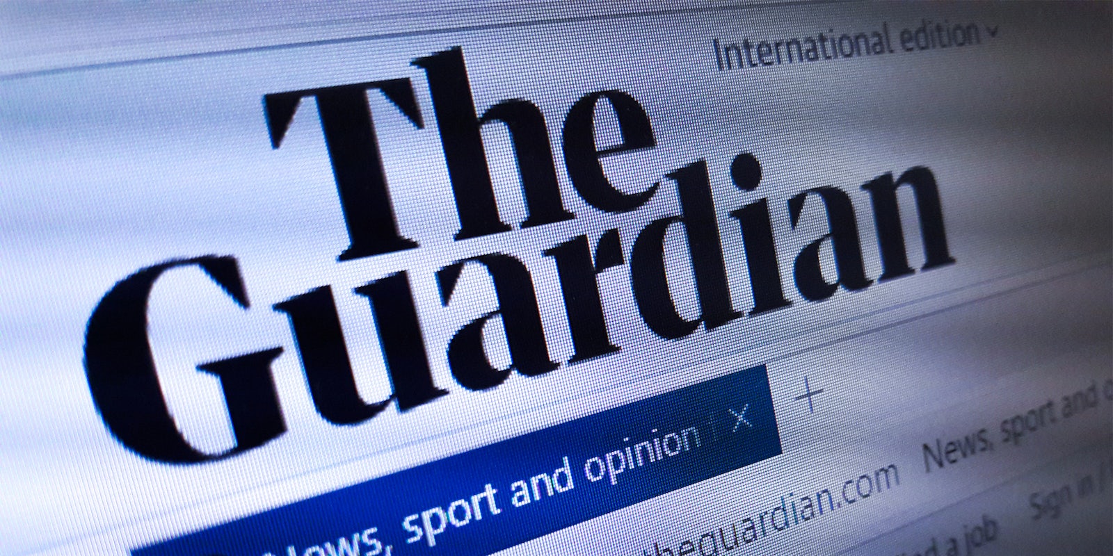 Homepage of The Guardian