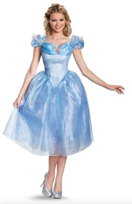 Updated Cinderella costume with added frills and blue tulle for the best couples Halloween costume
