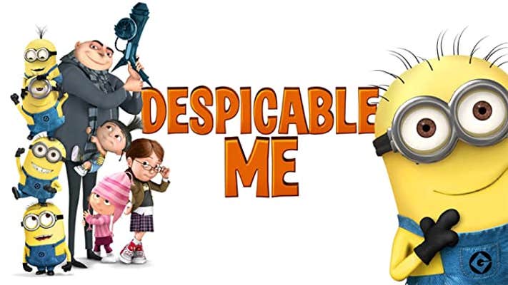 Dispicable me promo poster with Gur, Agnes, Edith, Margo, and the Minions