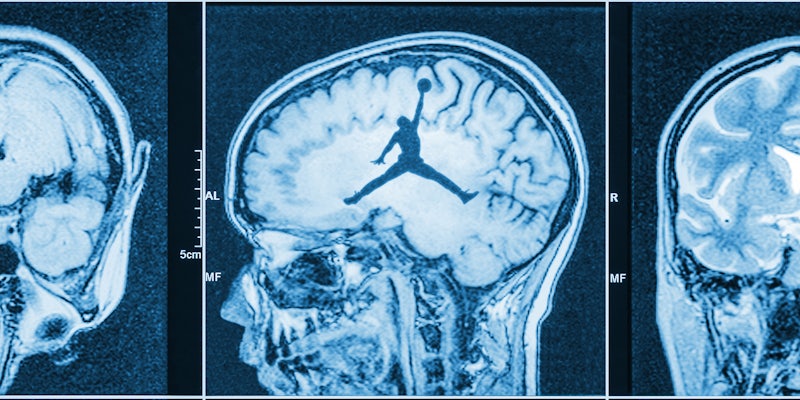 Brain scan with Jumpman logo in center
