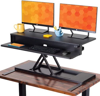 Desk extender with two monitors side by side