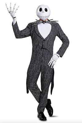 Jack Skellington costume with face mask and suit for best couples Halloween costumes