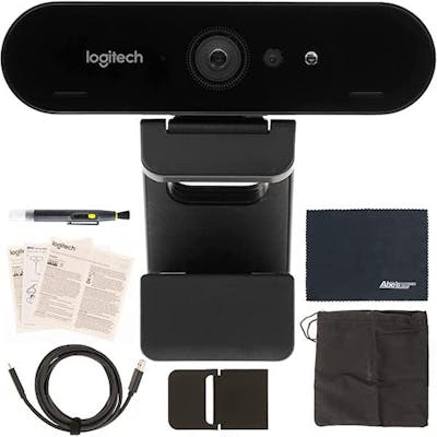 Black logitech webcam surrounded by extras and essentials for best HD cams for live streaming