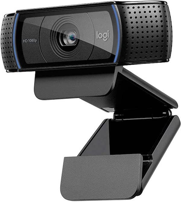 Black webcam sporting the Logitech logo