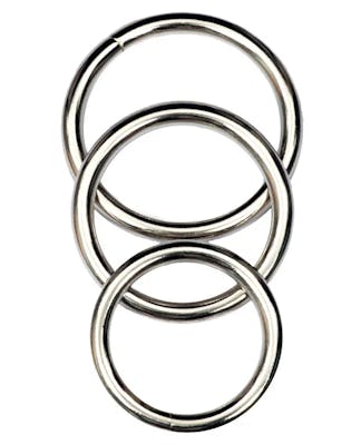 Set of three stainless steel cock rings in three different sizes