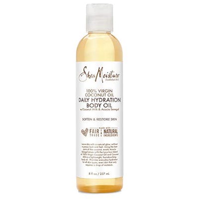 Best massage oils bottle of Shea Moisture hydration oil on white background