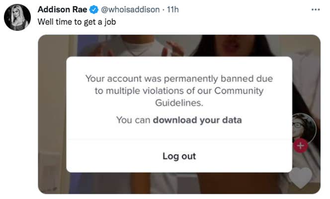 tweet from addison rae