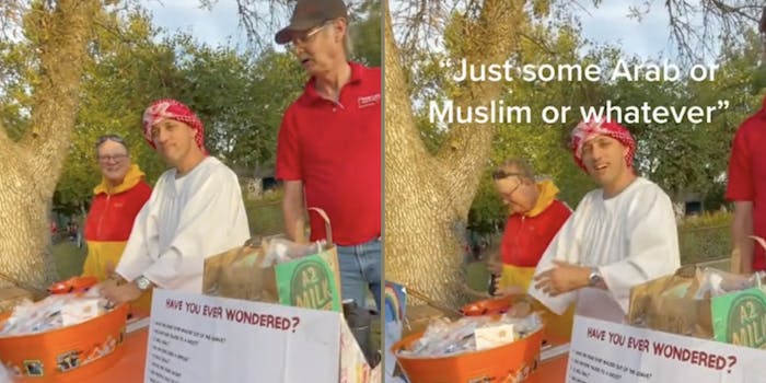 baptist church member dresses up as muslim stereotype